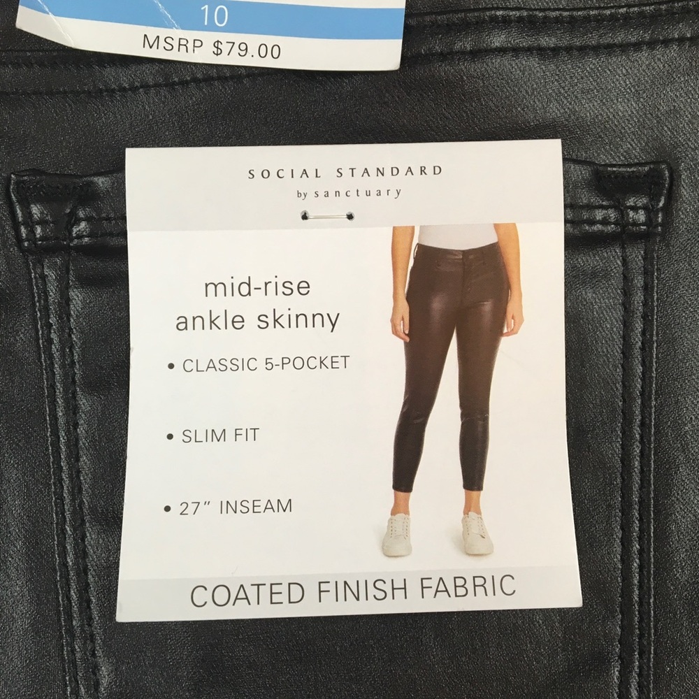 NWT Revolve X Sanctuary Social Standard Black Coated Wax Skinny Jeans - Picture 10 of 12